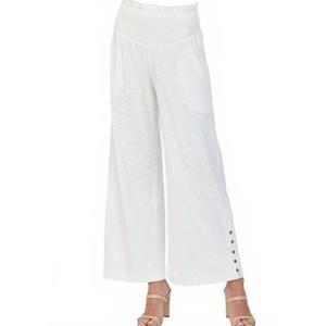 NEW FATE smock waist wide leg slub jersey pants in white